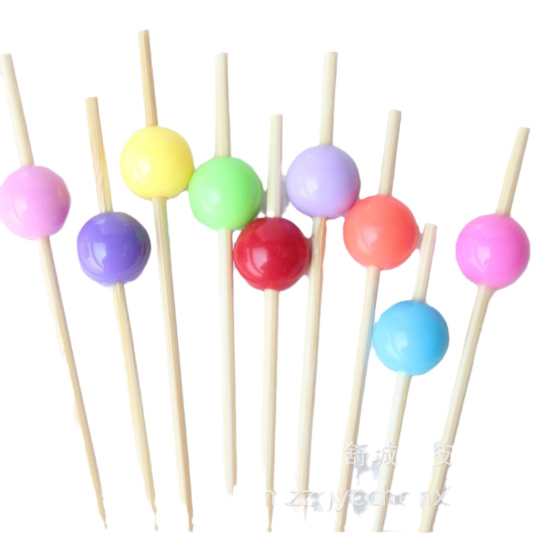 100 unids/pack fábrica en stock Venta Directa desechable color caramelo fruta palo de bambú merienda palo arte al por mayor