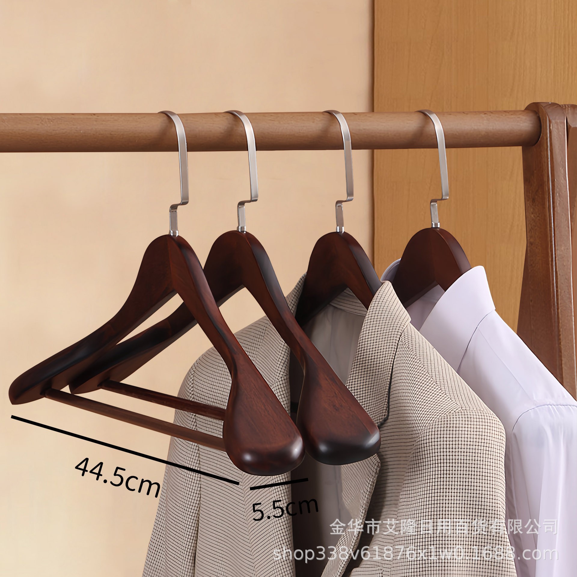 Perchas de madera sólida trajes trajes de ropa de madera sin marcas tiendas de ropa de madera hotel seleccionado soporte de ropa de madera estante de ropa antideslizante