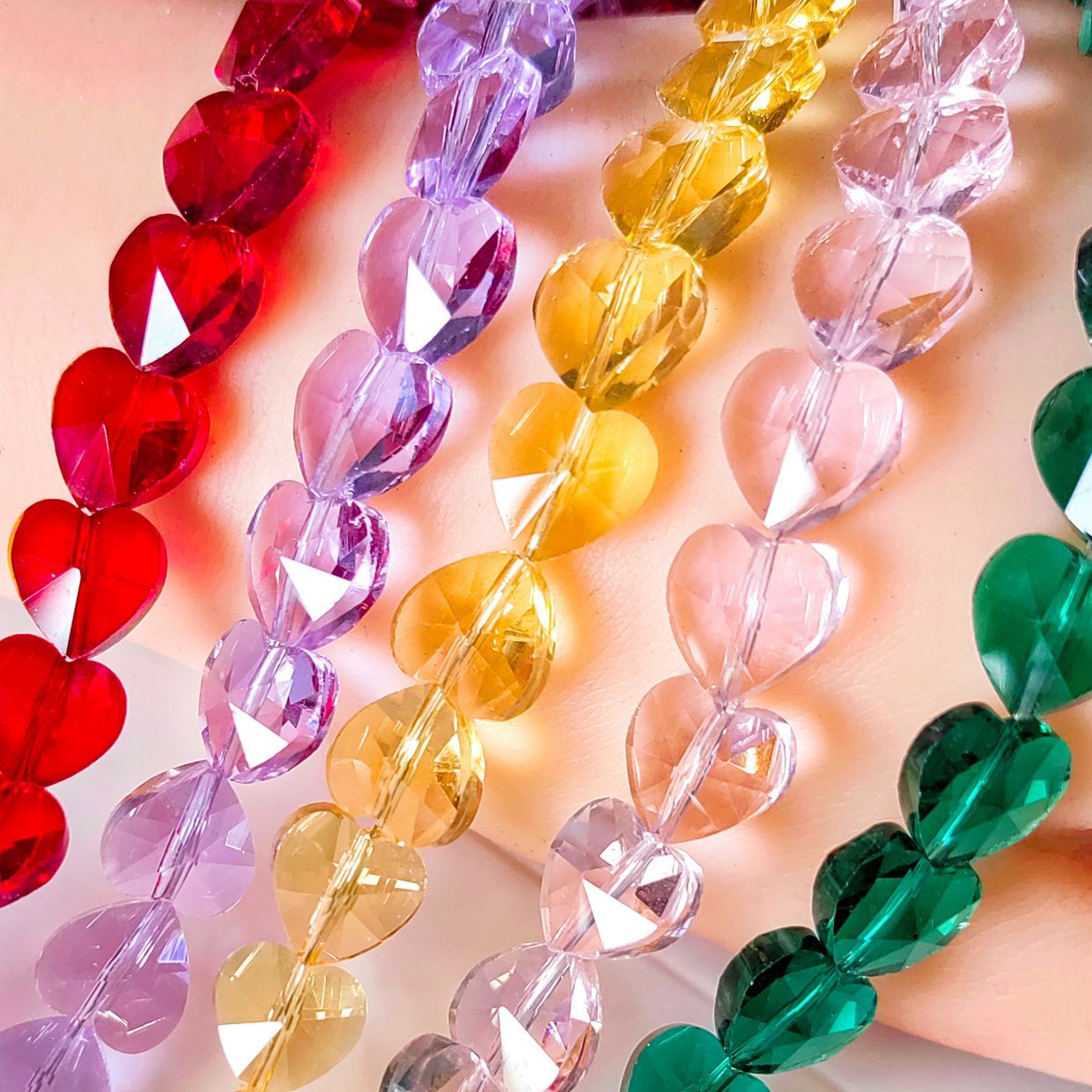 10 PCS/Package 14mm Diameter 10mm Glass Heart Shape DIY Jewelry Accessories Beads display picture 1