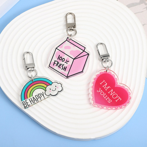 Acrylic Cute Cartoon Fruit Keychain Pendant Decor Korean Style Popular Accessory Car Key Holder
