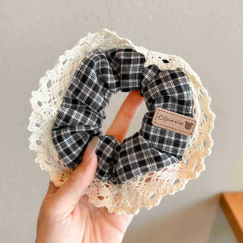 Lazo para el cabello de intestino grueso de encaje de alta calidad de Corea del Sur, flor para la cabeza duradera de todo fósforo, banda de goma de alta elasticidad, bufanda cuadrada, cuerda para el cabello