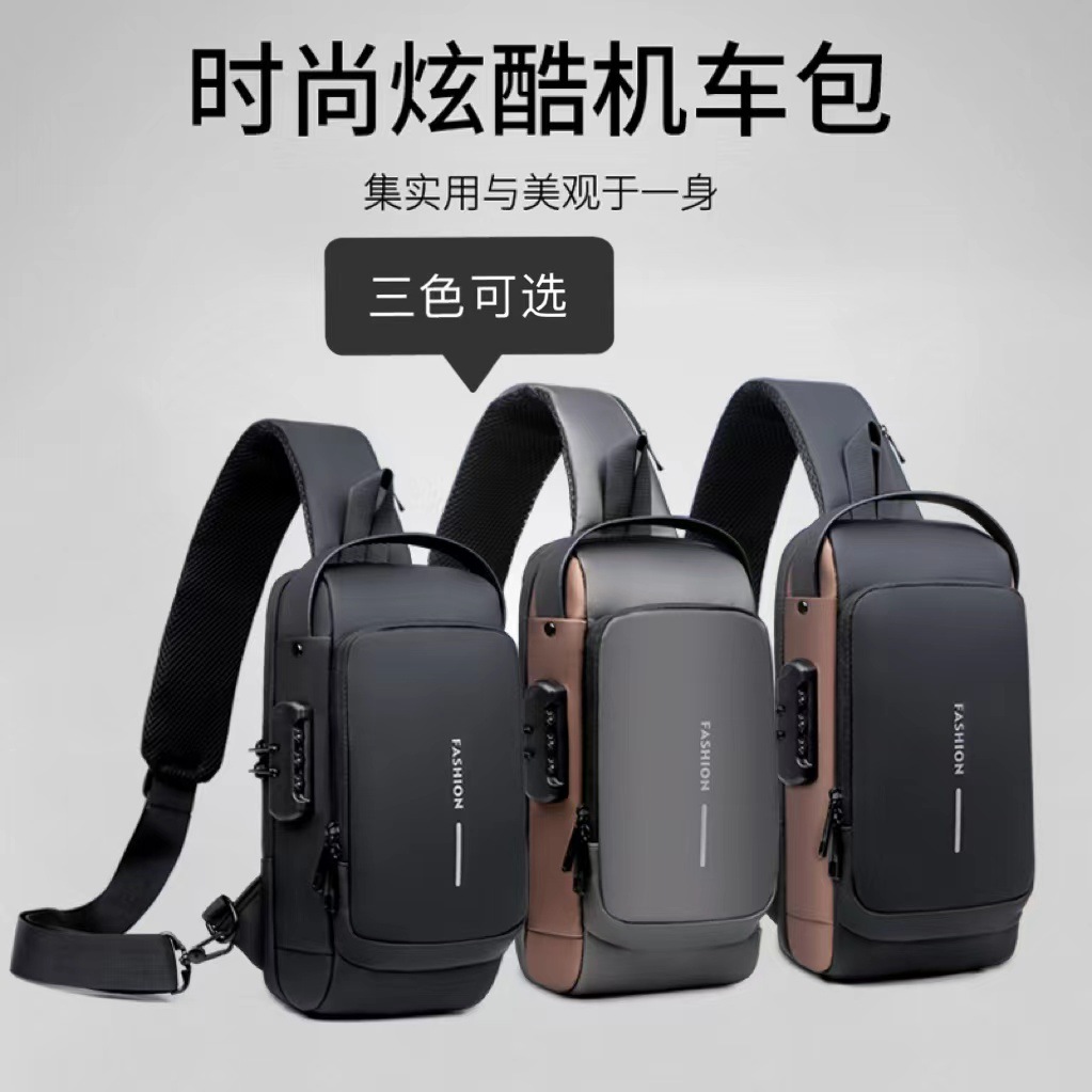 Bolsa de pecho impermeable y antirrobo con candado de contraseña, unisex, ideal para moto y ocio