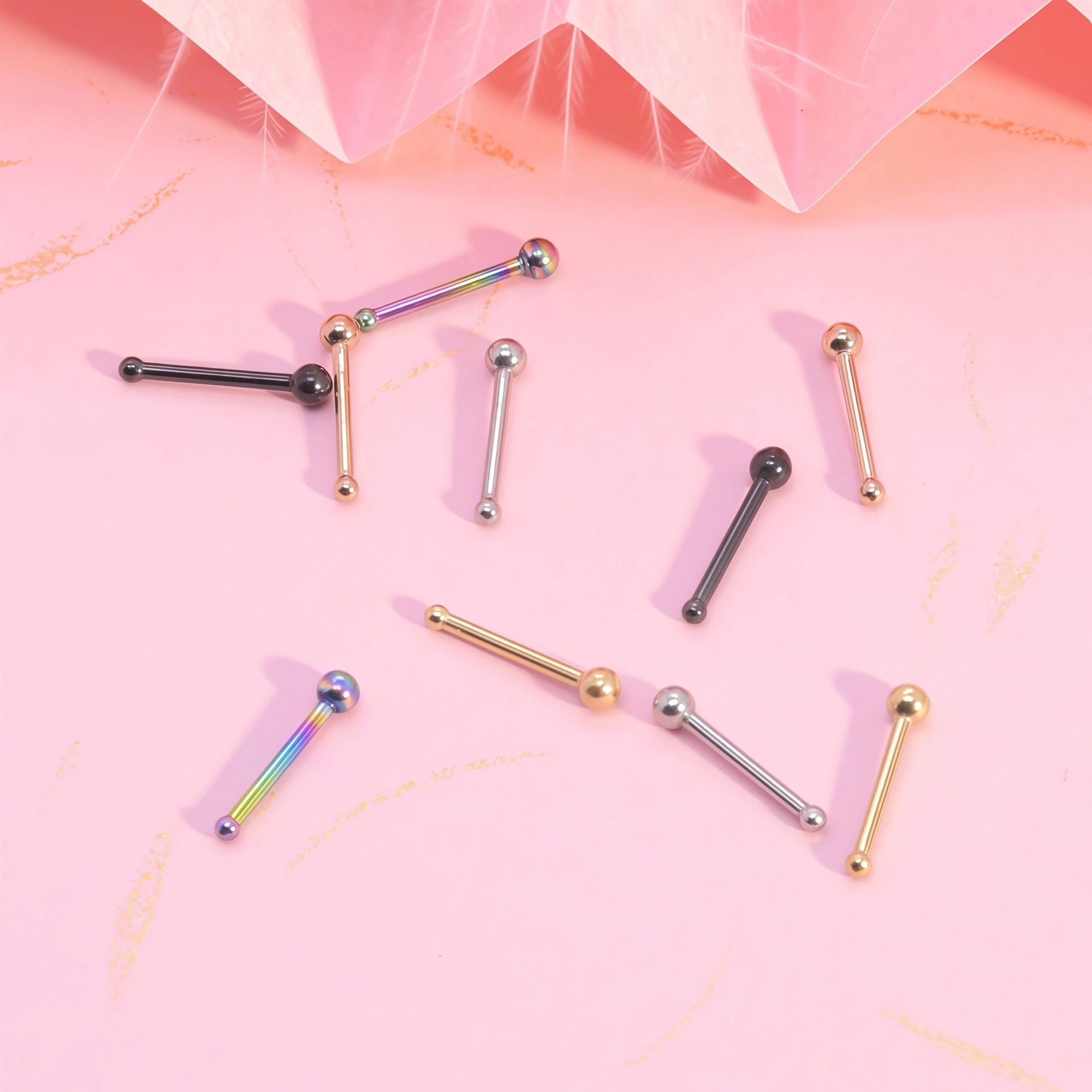 Stainless Steel Nose Stud With Small Round Ball Piercing Jewelry_voghion.com