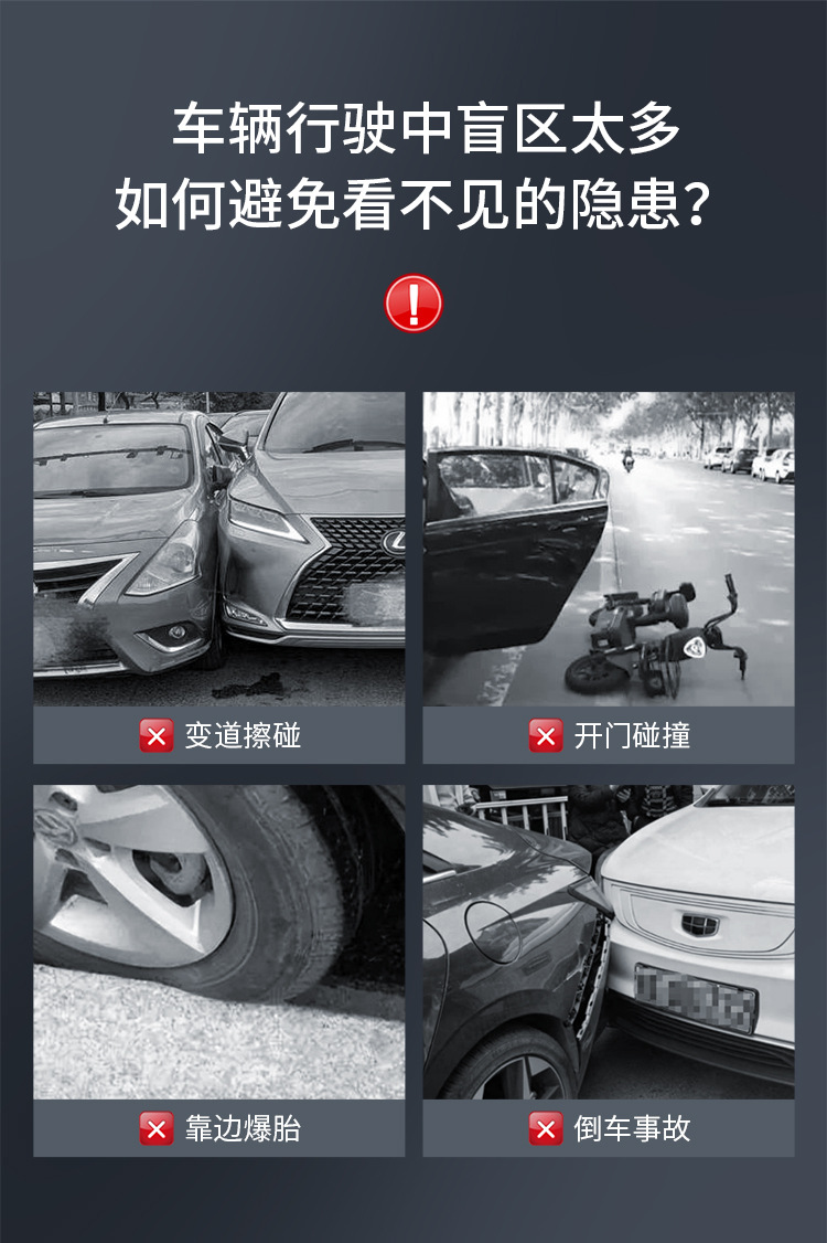 Car rear-seat observation mirror, reverse small round mirror, second-row observation mirror, anti-collision safety mirror, wide-angle universal