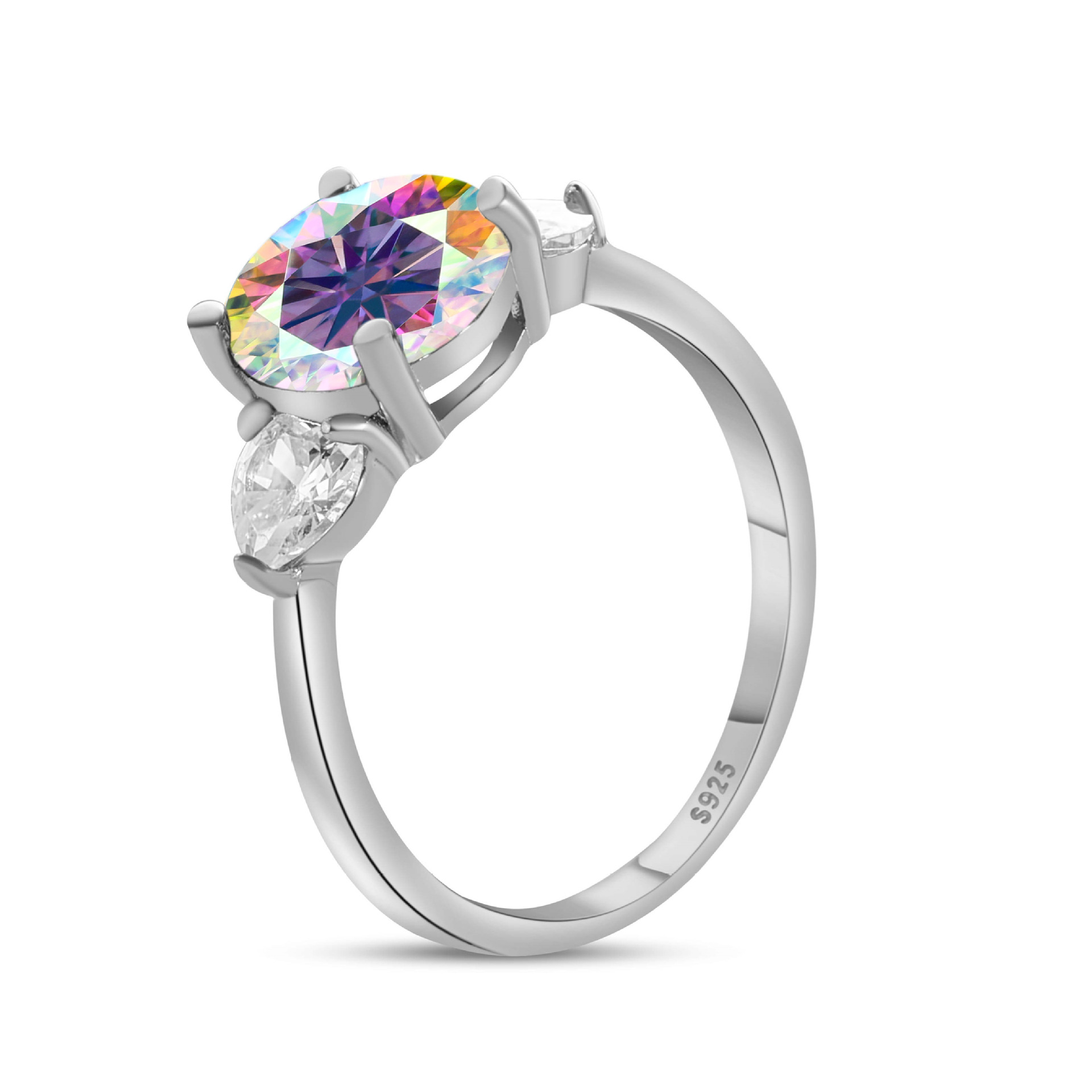 Anillo de piedra de color 3CT de plata esterlina S925 cinturón de plata GRA Certificado de comercio electrónico transfronterizo anillo de mujer de venta caliente
