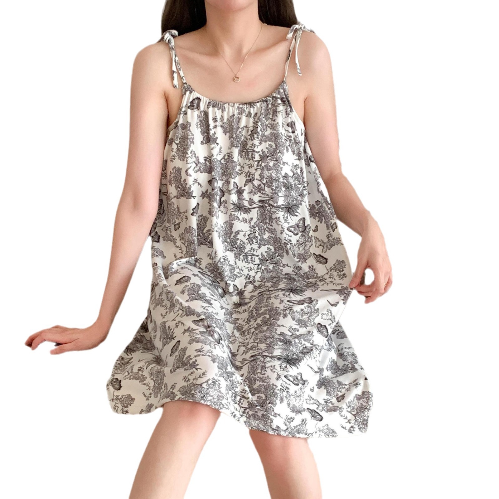 Pijama con cojín de pecho para mujeres de verano nuevo estilo chino pinturas de tinta dulce estudiantes de ocio harness pijamas caseros comercio exterior al por mayor