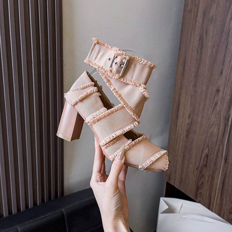 2025 новый французский стиль ретро с бахроной обмоткой дизайн балетная обувь женская внешняя торговля чувство темперамент высокие каблуки