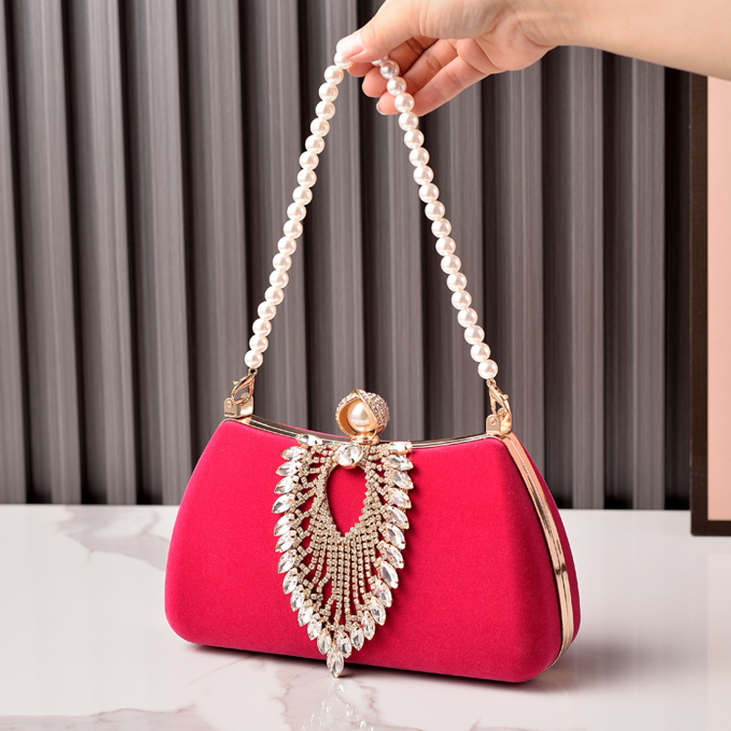 Bolsa de cena de terciopelo de moda transfronteriza caliente bolsa de vestido noble negro bolsa de cheongsam retro bolsa de novia de fiesta
