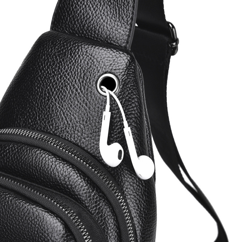 Nueva bolsa de pecho de los hombres de moda coreana casual mochila al aire libre hombro bolsa de mensajero auriculares deportes bolsa de pecho