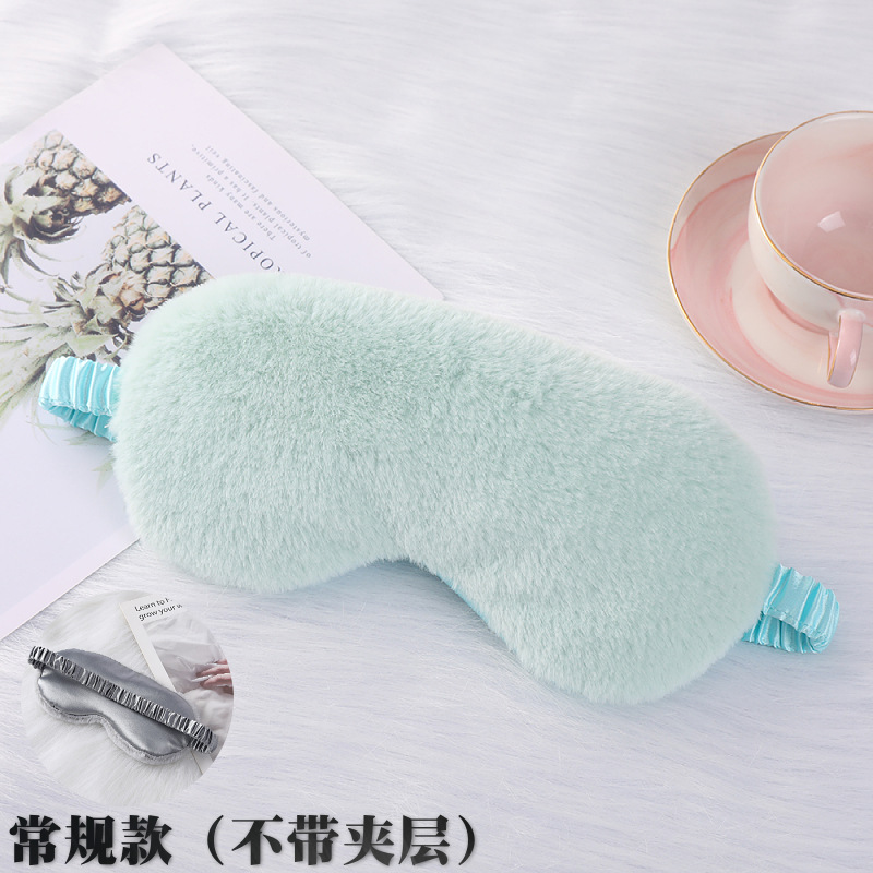 Spot piel de conejo pequeña máscara para dormir máscara para dormir máscara para ojos de felpa máscara para ojos transpirable de seda de imitación agradable para la piel máscara para ojos agradable para la piel de otoño e invierno