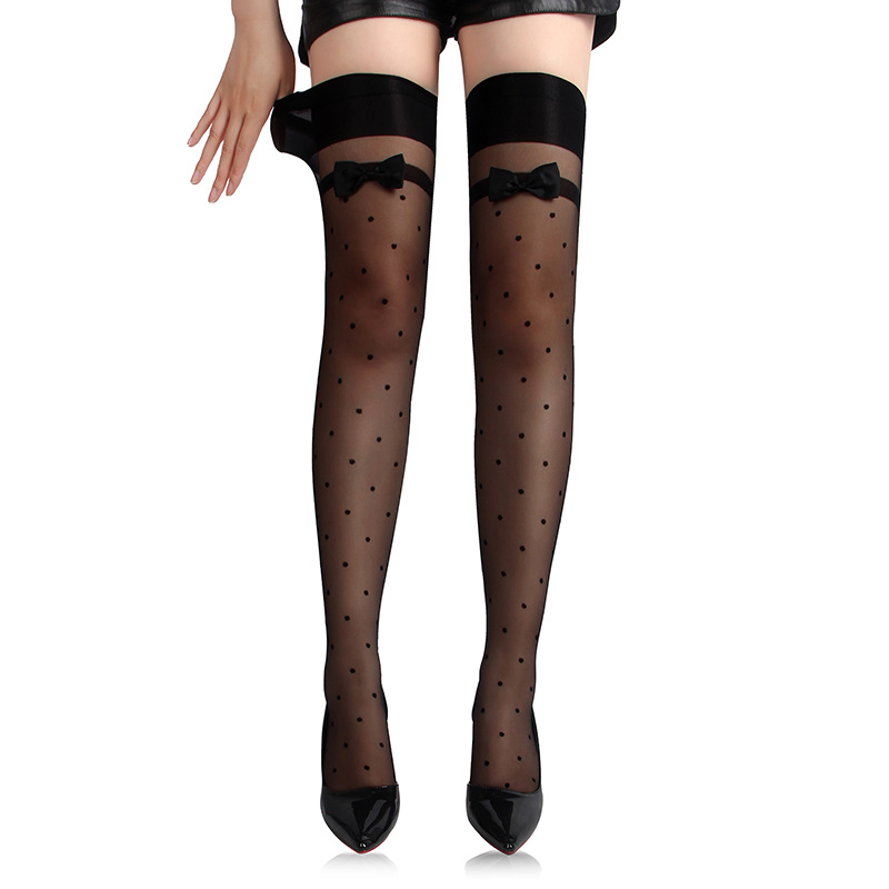 Comercio extranjero calcetines sexuales de venta caliente puro deseo amplio borde costilla sobre la rodilla medias de cinturón de tamaño grande seda negra Amazon