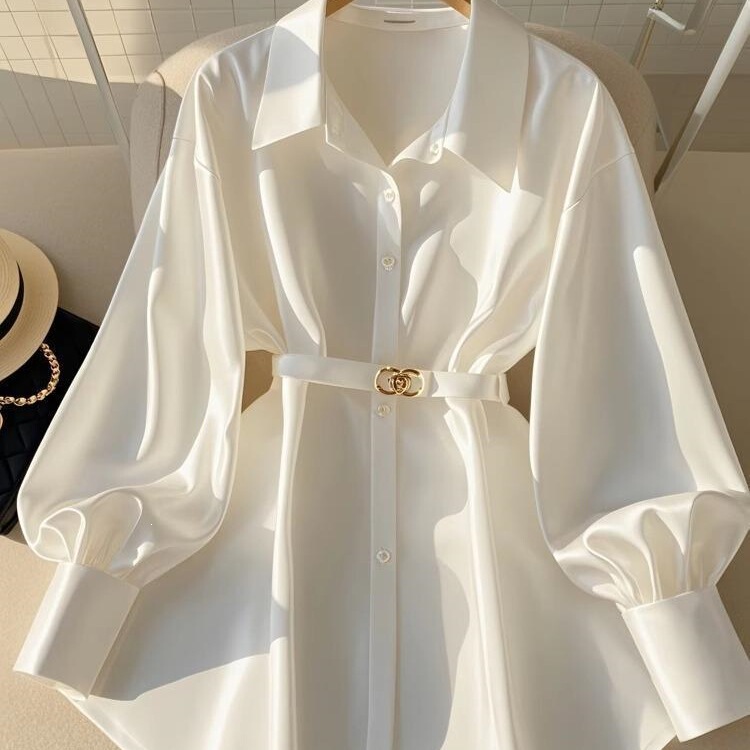 White shirt-style top for women, new spring design, French light mature style, light luxury