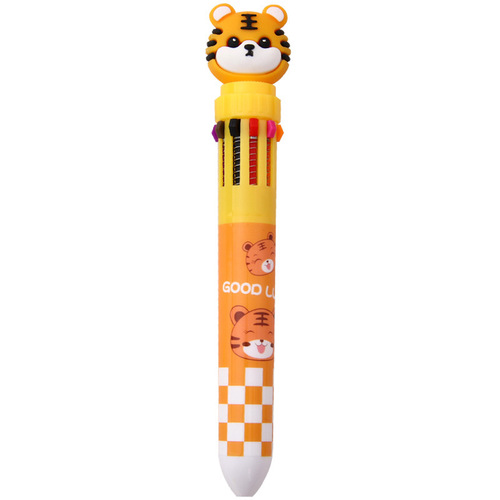 Cute tiger ten-color ballpoint pen cartoon cream bear press multi-color student notebook 10-color pen color pen batch