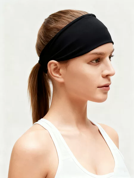 Yiya Sports Headband Outdoor Cycling Running Headband Solid Color Sweat-Absorbing Sweat-Wicking Band Unisex Fitness Wide Headband