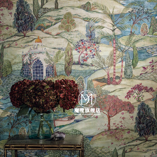 Romanian Original Imported Wallpaper and Wall Covering, Jaipur Garden Indian Style, South Asian Retro Wallpaper Mural 8D