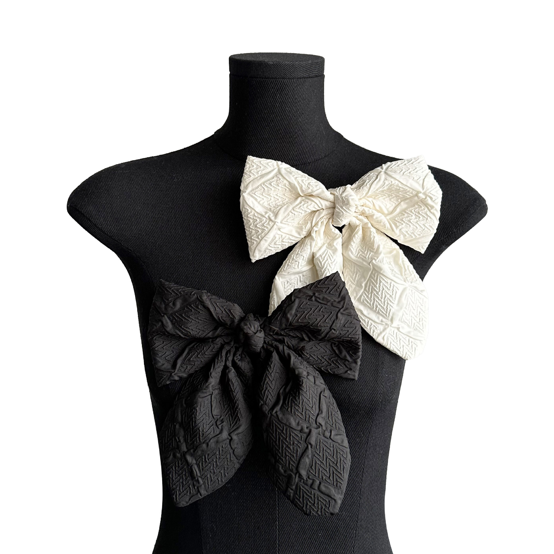 Albaricocoque / negro pliegue arco tridimensional mujer vestido vestido bolsa zapatos sombreros accesorios de decoración