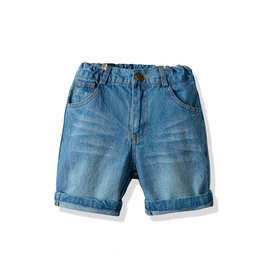 跨境男童牛仔短裤中小儿童宝夏季休闲外穿拉链裤子潮帅一件代发