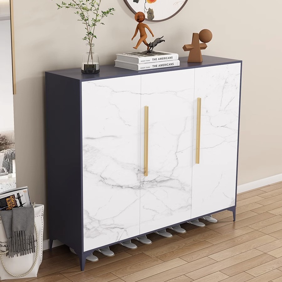 Gabinete de zapatos de acero para el hogar gabinete de almacenamiento de pasillo de entrada con cerradura interior y exterior simple moderno estante de zapatos a prueba de polvo