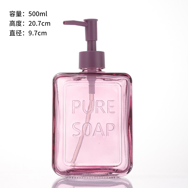 Botella de desinfectante de manos creativa europea 500ml botella de vidrio cuadrada de presión champú botella de baño