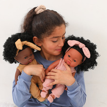 黑人搪胶娃娃重生娃娃软胶仿真婴儿非洲洋娃娃玩偶儿童洗澡玩具