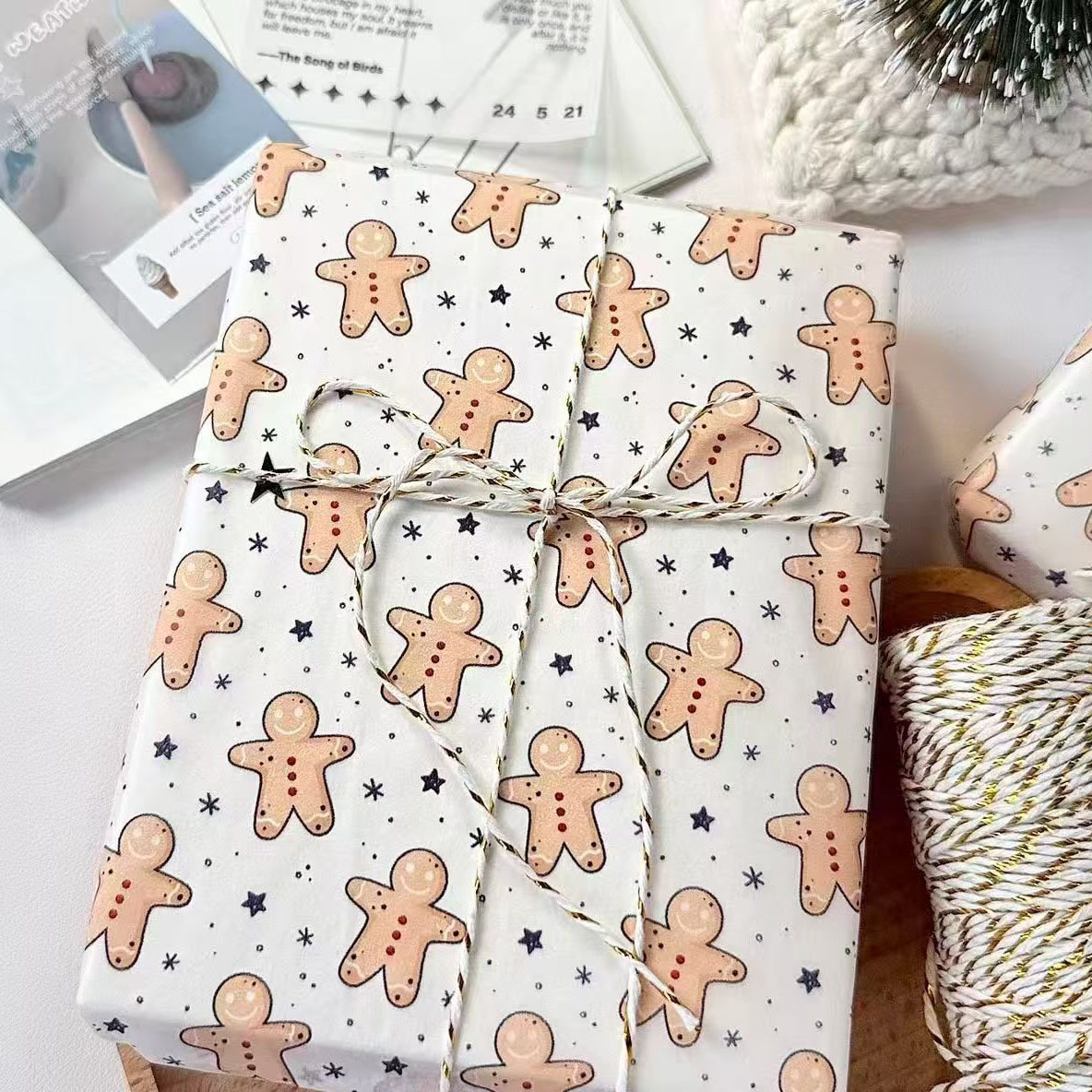 Papel de embalaje de manzana de Navidad de Nochebuena, dulces de Navidad, Papel de Sydney Papá Noel, Papel de embalaje de caja de regalo de alce