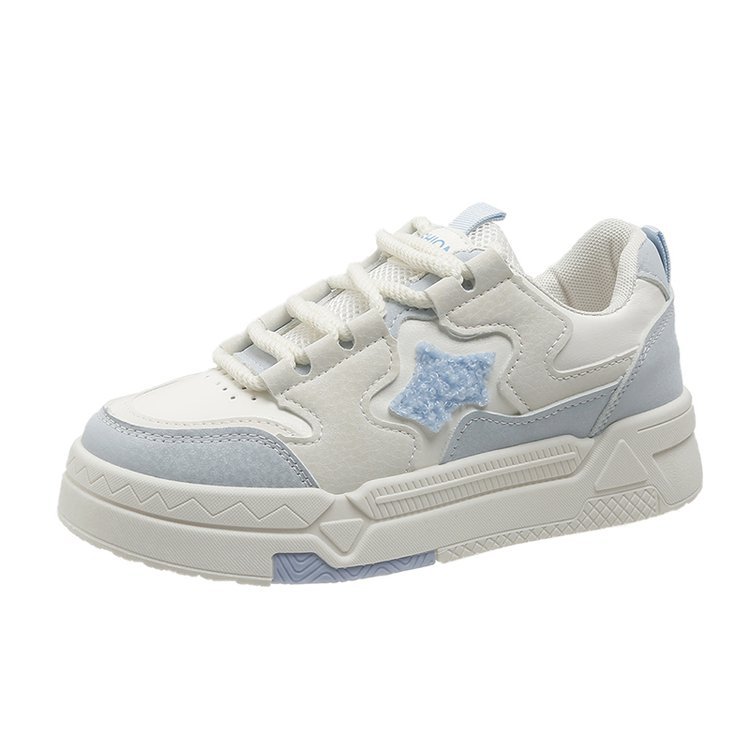 Zapatillas deportivas para mujer, primavera y otoño 2026, con suela gruesa, diseño de bloques de color, informales, blancas, con aumento de altura, punta redonda, deportivas, estilo estrella de verano