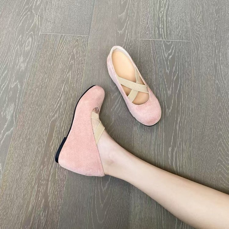 Dansschoenen met 8 cm hakverhoging, Mary Jane schoenen voor kleine vrouwen, retro Franse ballerina's met gekruiste bandjes, herfst 2025_voghion.com