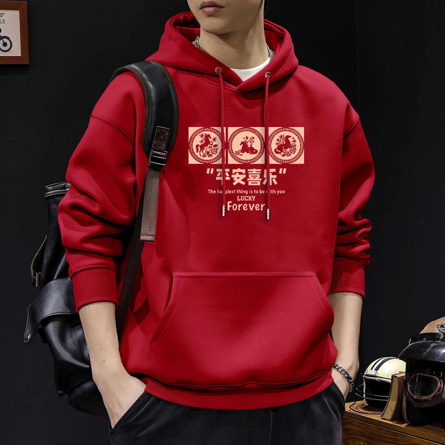 Suéter pesado para hombres primavera y otoño nuevo estilo de estilo de Hong Kong estilo retro marca de tendencia suelta versátil chaqueta de manga larga de estudiantes