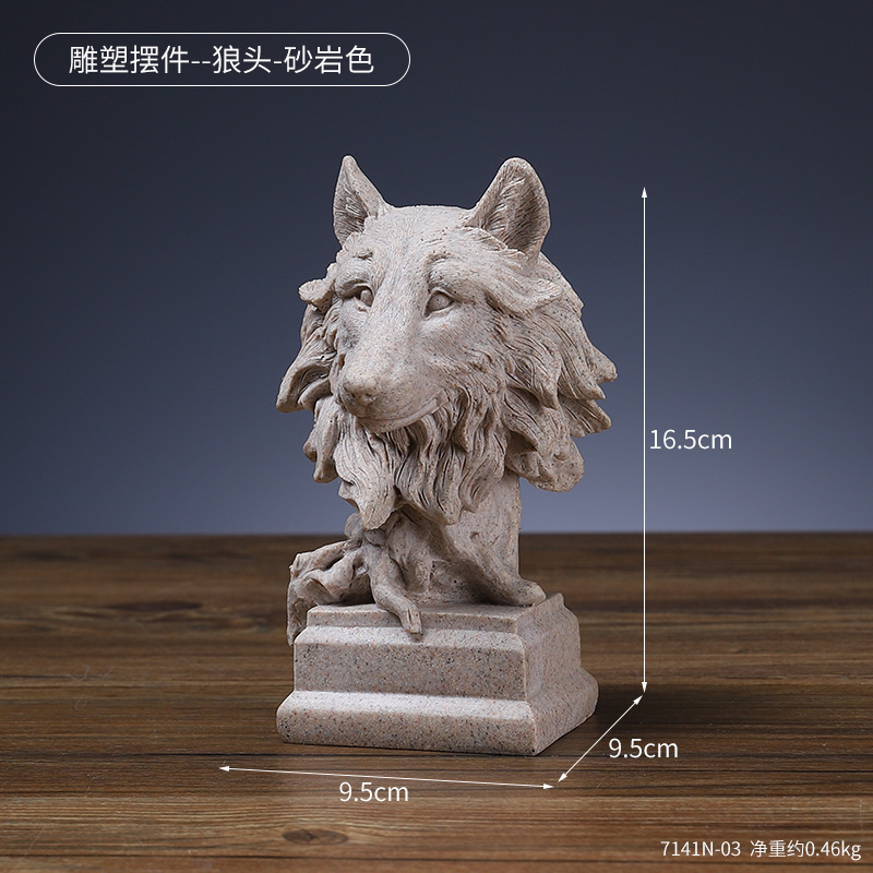 Animal Head Resin Ornaments Nordic Lion Eagle Crafts Office Decoration Living Room Entrance Sculpture Decoration