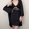 Sexy pijama, lace silk top with cups, bathrobe, set, 2023 collection, for small vest