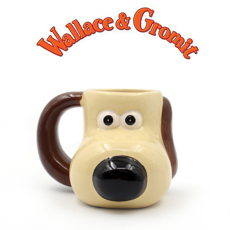 Selección estricta de tazas de cerámica de perro de alto valor facial de gran capacidad de tazas de desayuno caseras de niños lindas tazas de agua de dibujos animados