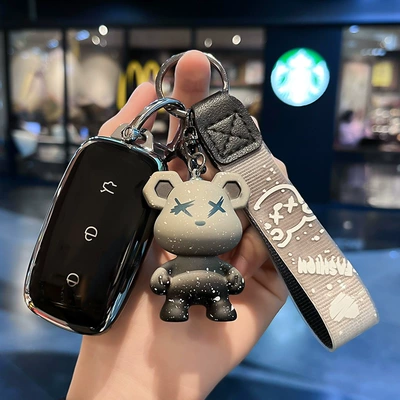 Suitable for 23 Geely Galaxy L7 key case new L6 special galaxy l6 simple car accessories key case shell buckle (Car key bag) - geely-h-smart-3-key-single-shell-black-gray-violent-bear-pendant