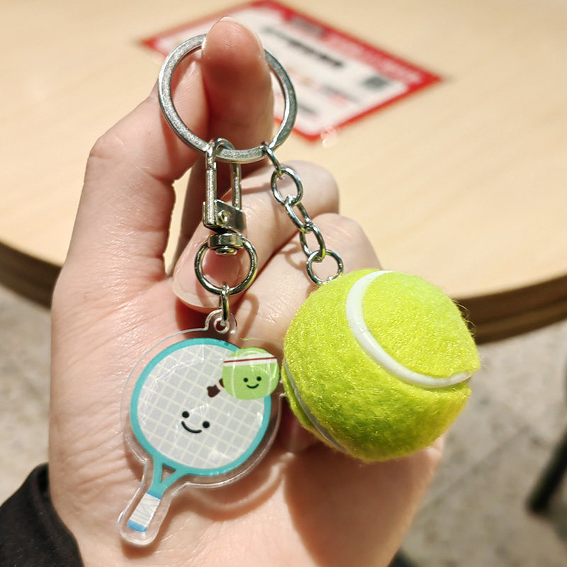 Bonito bádminton tenis voleibol fútbol baloncesto rugby llaveros bolsas escolares para hombres y mujeres colgantes de tenis de mesa regalos