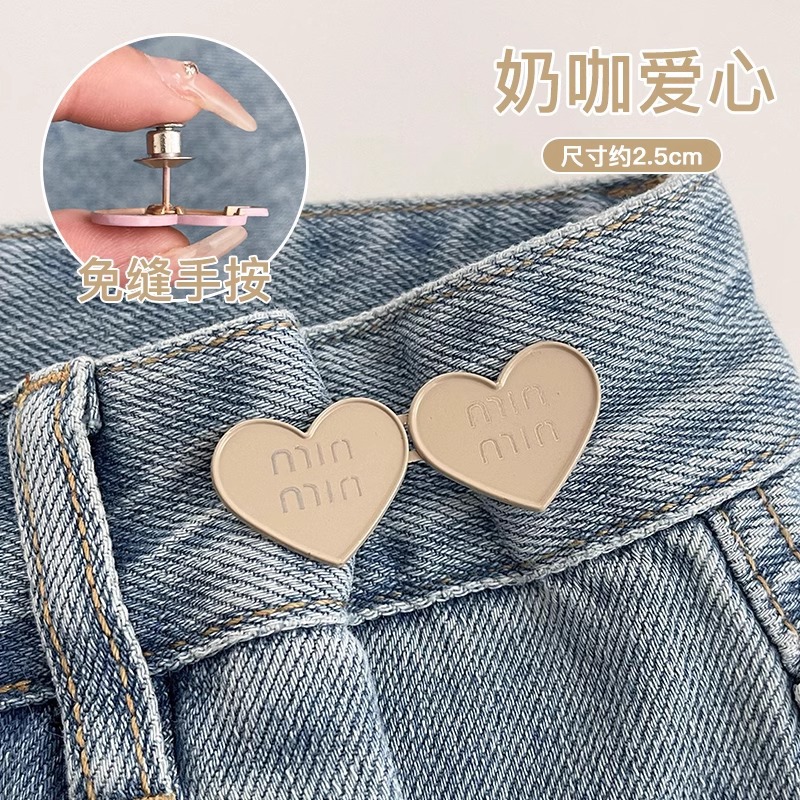 Pantalones de amor cintura apretada cintura botón sin costuras cintura artefacto botón pantalones pequeños jeans broche de ajuste ajustable