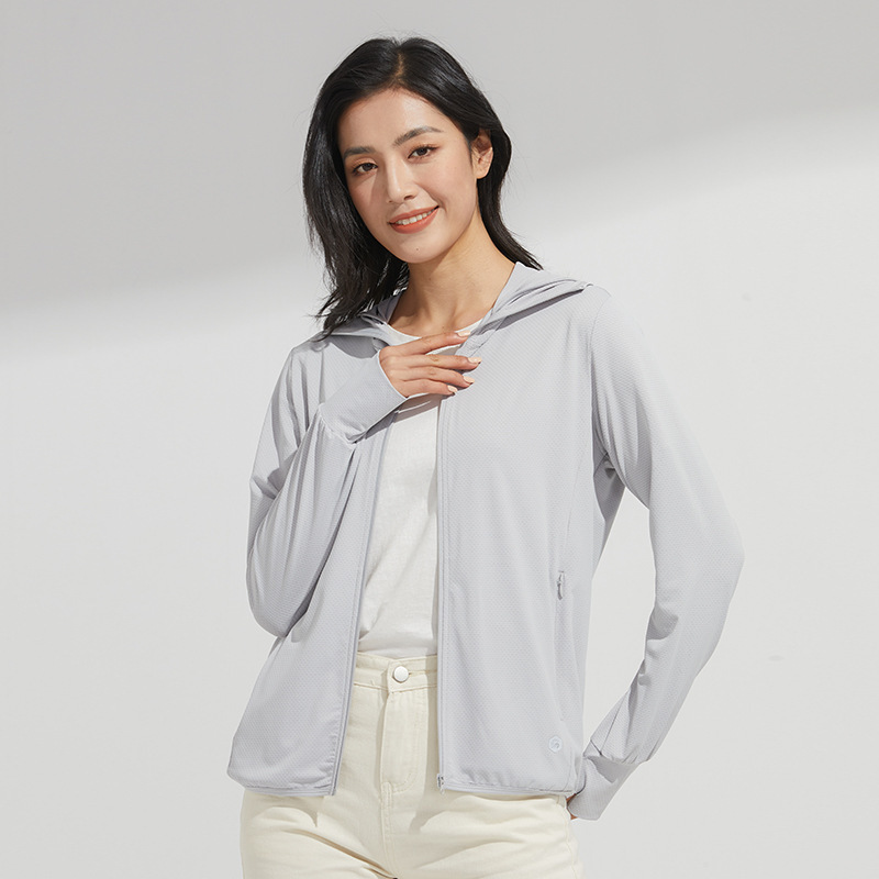 Chaqueta de Protección Solar con Capucha de Poliéster UPF50+ Transpirable