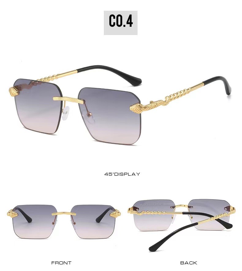 Fashion Square Snake Metal Sunglasses For Women Minimalist Style_voghion.com