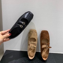复古棕色方头玛丽珍鞋芭蕾舞鞋女2025新款韩版法式浅口单鞋女鞋