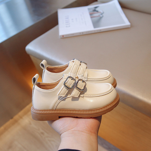 Children's British style leather shoes 2024 spring and autumn new style boys' black soft-soled casual shoes girls' princess shoes wholesale