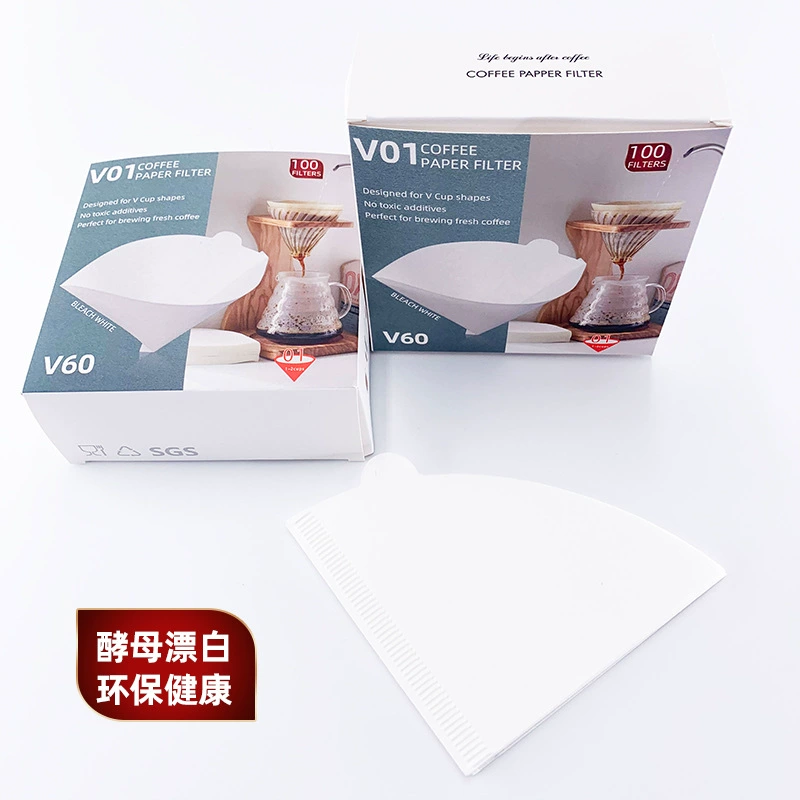 Белая бумага фильтра для кофе V60 цветная коробка конус V01 100 фильтров для кофе