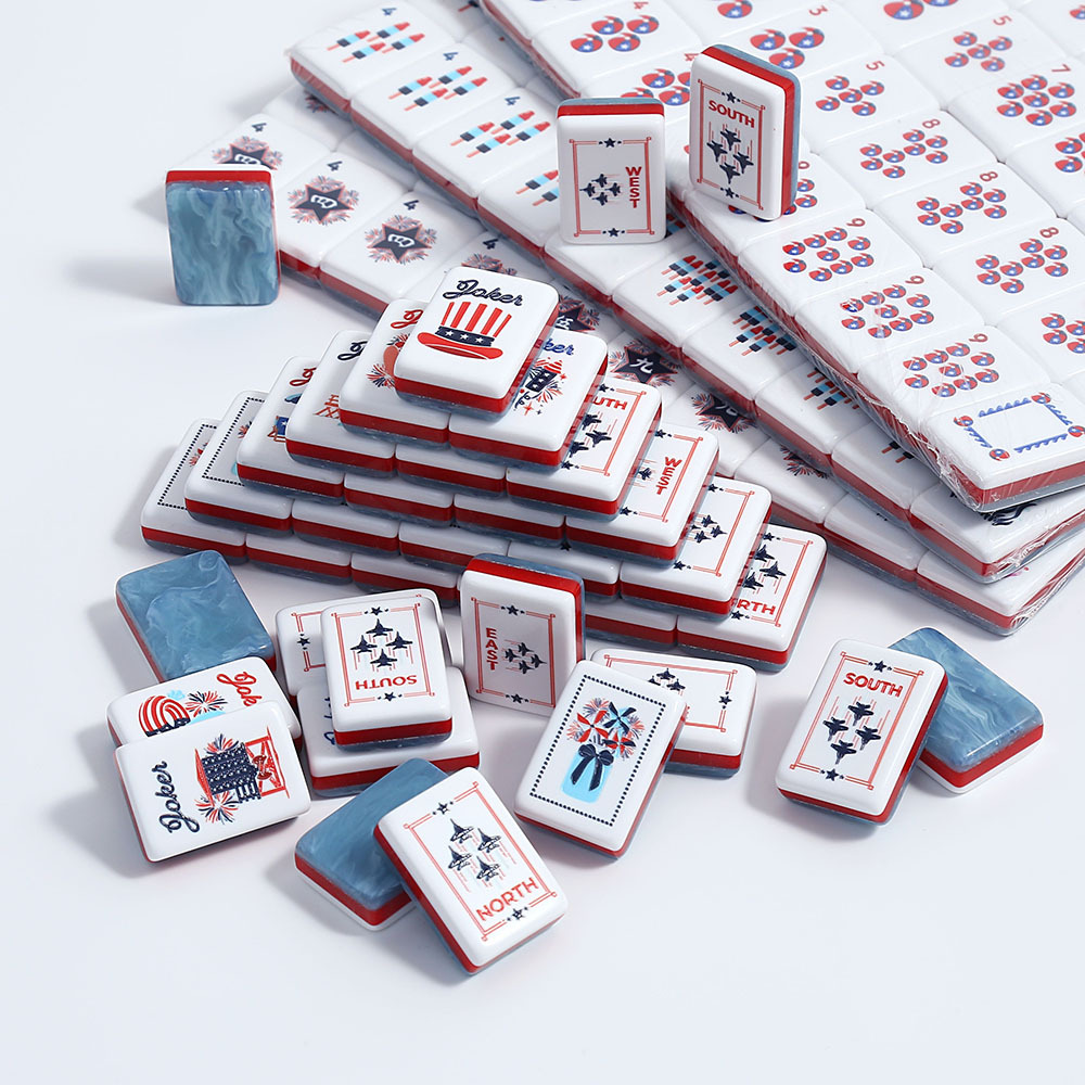 Cross-border American Mahjong Acrylic European and American Mahjong Tiles Home Gift Set Hand-Cranked Mahjong Tiles Manufacturer Wholesale