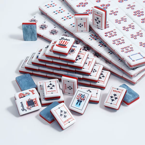 Cross-border American Mahjong Acrylic European and American Mahjong Tiles Home Gift Set Hand-Cranked Mahjong Tiles Manufacturer Wholesale