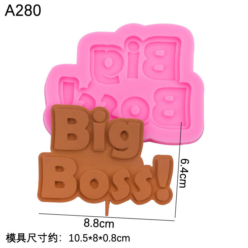 Big Boss inglés carta molde de silicona pastel tarjeta inserción Fondant chocolate arcilla cerámica suave herramienta