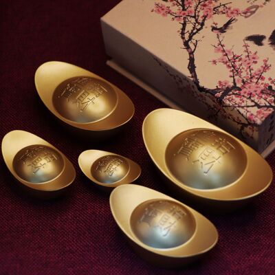 黃銅實心沙金元寶擺件元寶財神客廳聚寶盆裝飾品開業喬遷禮品