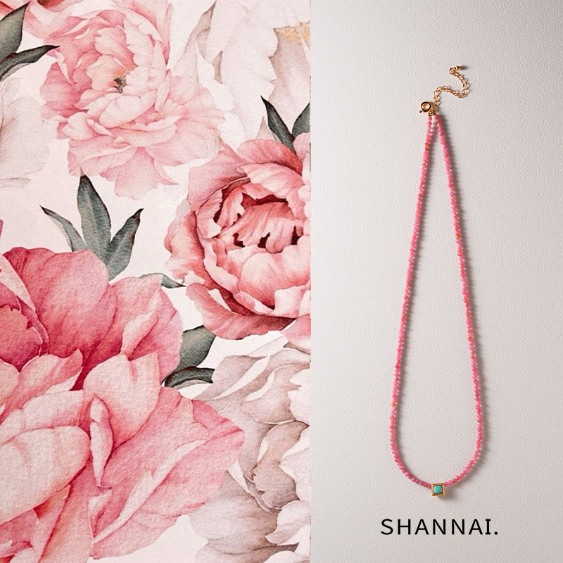 Natural millet beads redstone necklace clavicle chain rose stone necklace turquoise pendant temperament white female