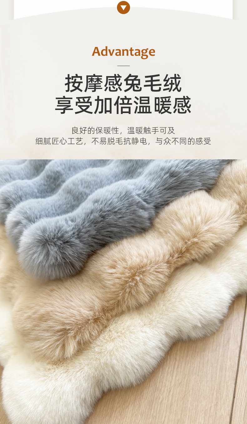 Imitation Rabbit Fur Bedroom Bedside Carpet Girl's Bedside Bubble Plush Floor Mat Bay Window Mat Living Room Coffee Table Sofa Cushion