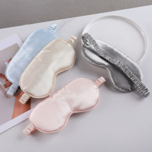 现货双面仿真丝色丁眼罩睡眠遮光丝绸透气大肠松紧航空旅行护眼罩