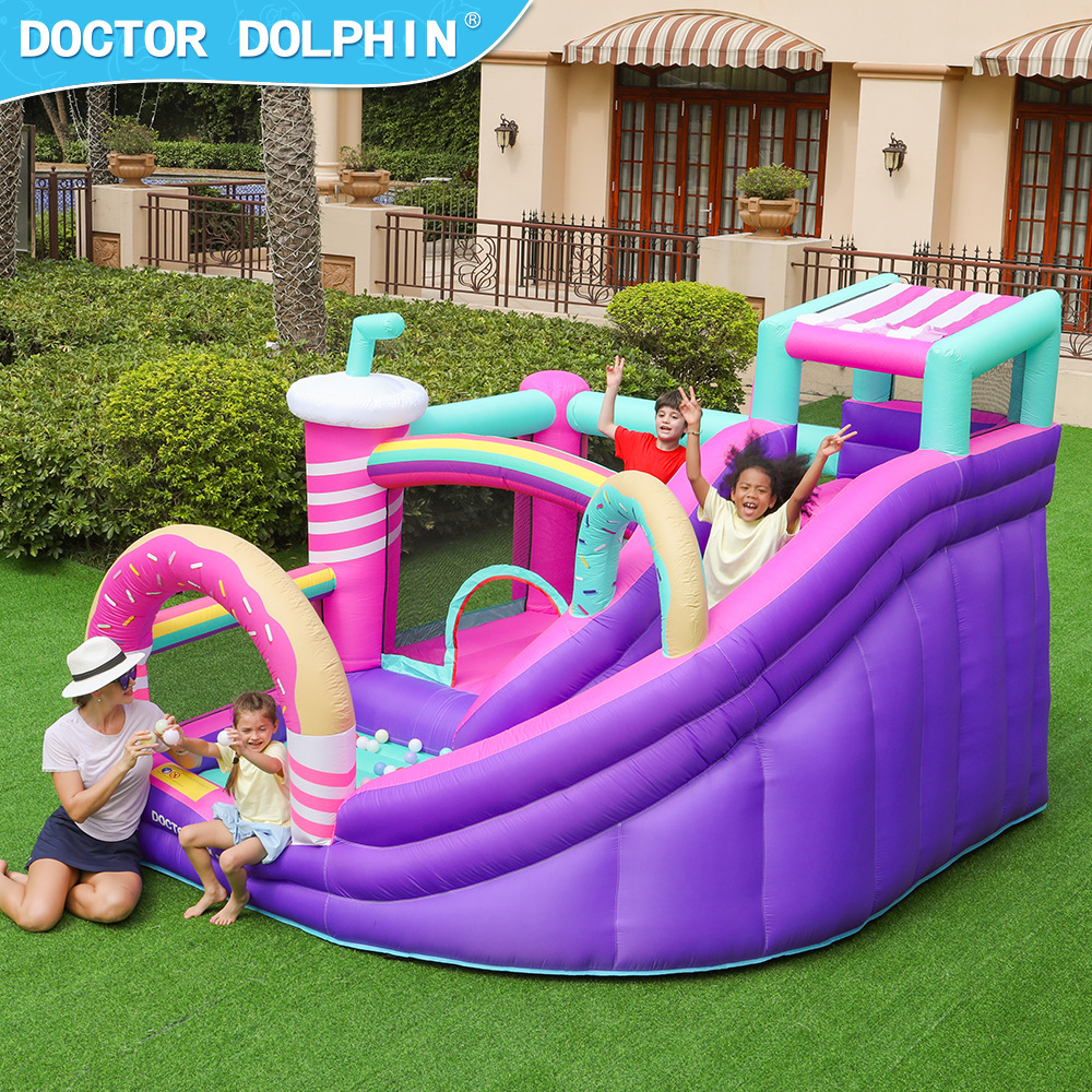 Castillo inflable para el hogar Doctor Dolphin, trampolín para niños, parque de atracciones pequeño para interiores, tobogán inflable, cama elástica para exteriores.
