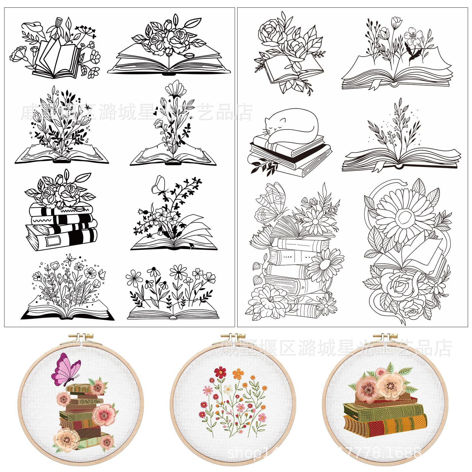 Soluble en agua sin olor no tejido floral patrón de tierra en agua fría impresión adhesivo de espalda estabilizador de bordado manual