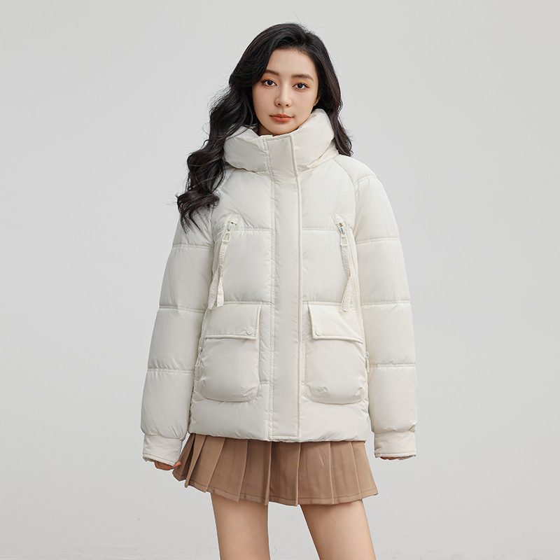 2024 invierno nuevo comercio exterior ropa de algodón estilo coreano estilo de diseño de mujer con capuchón suelta chaqueta de algodón de color sólido moda image 7