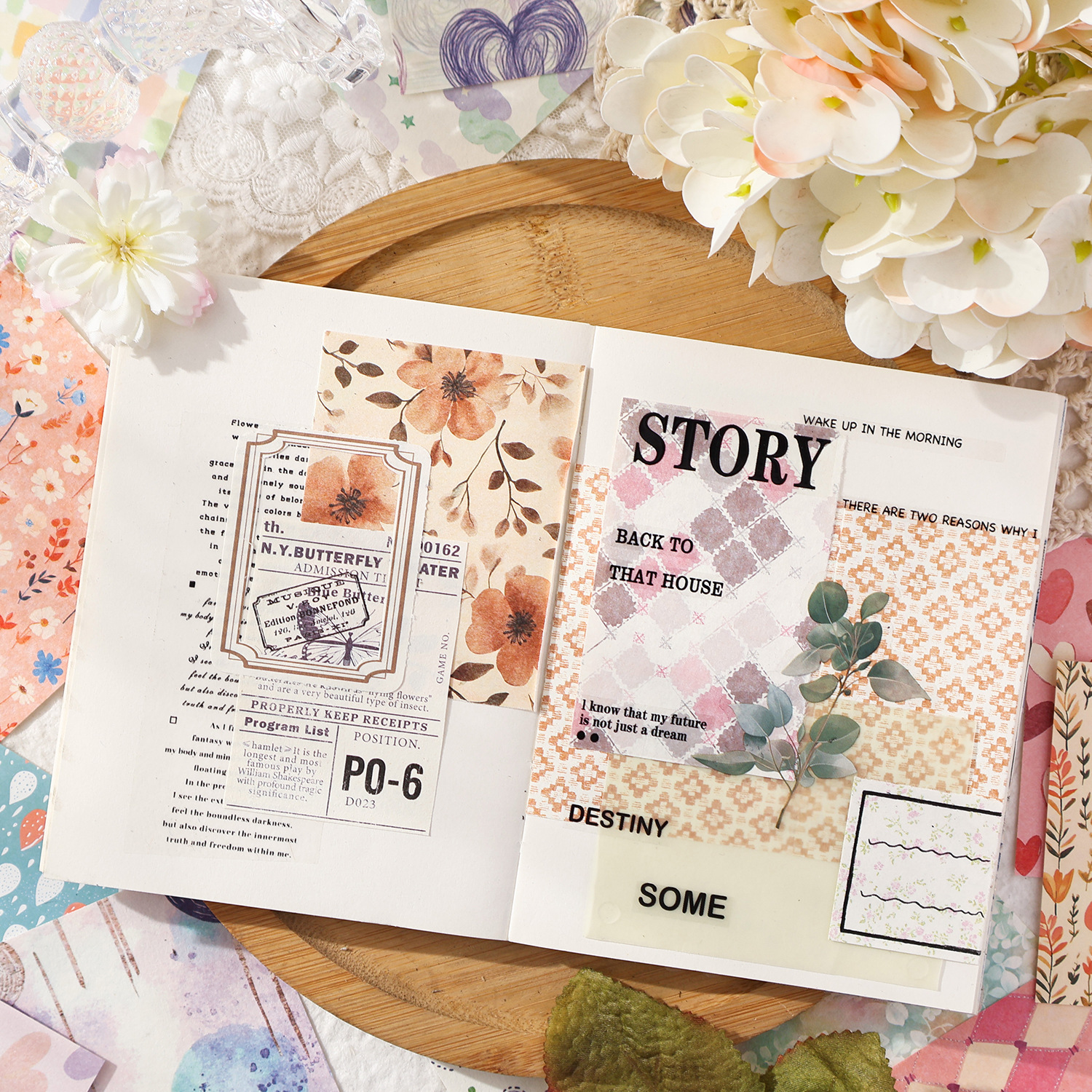 Xiaokan Muyun, material no pegajoso, diario de bricolaje transfronterizo en papel, decoración, material de base, se pueden escribir notas adhesivas